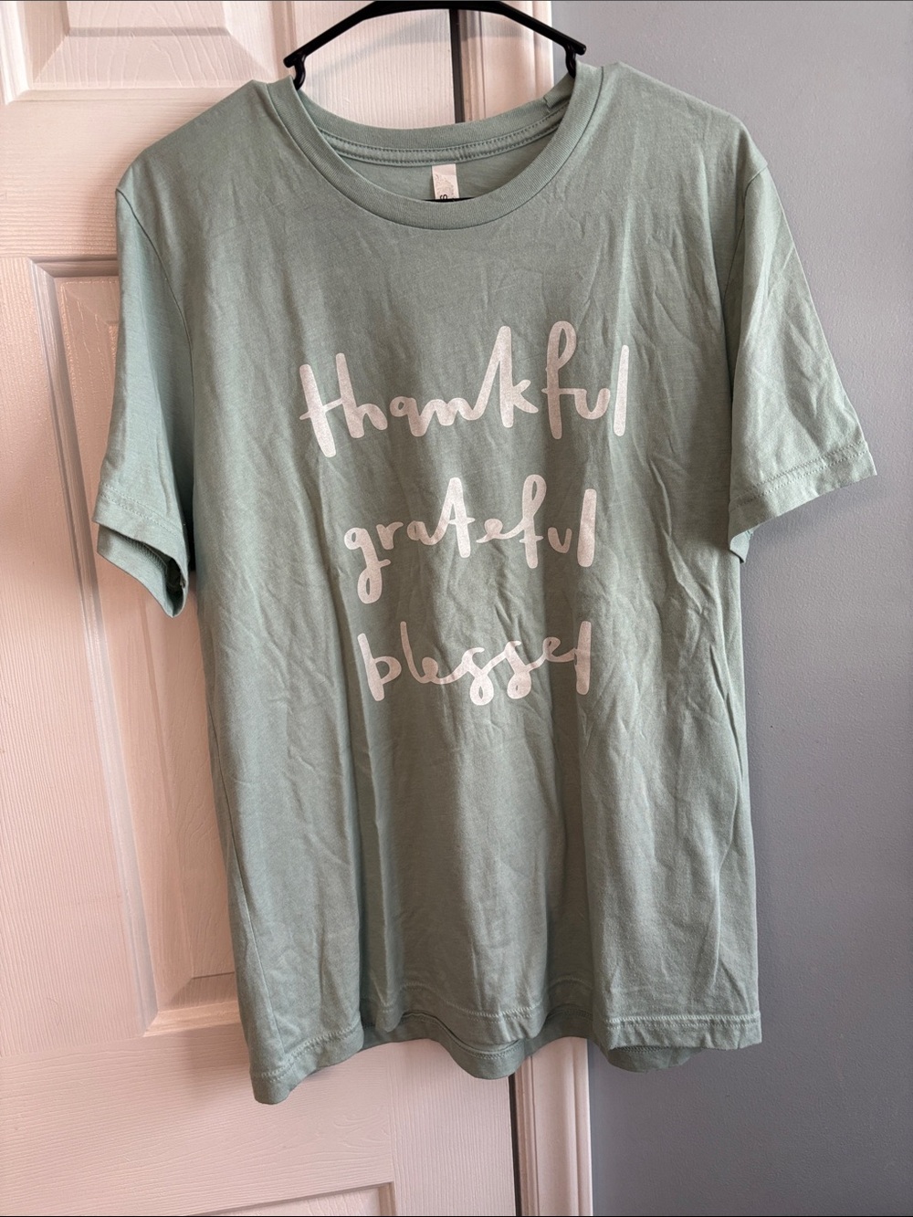 Bella Canvas Mint Green Women’s Tee with "Thankful Grateful Blessed" Script